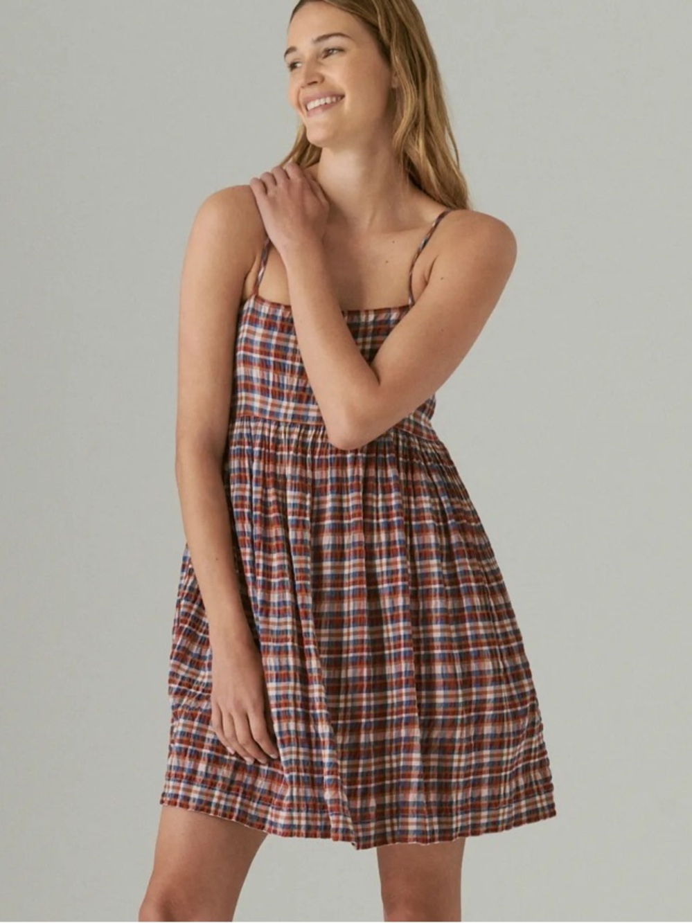 Cute Lucky Brand plaid mini dress in XS